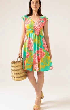 SUGAR SUGAR DRESS IN MINT CORAL FLOWER