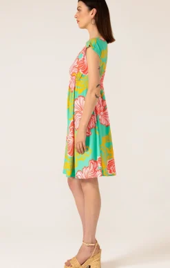 SUGAR SUGAR DRESS IN MINT CORAL FLOWER