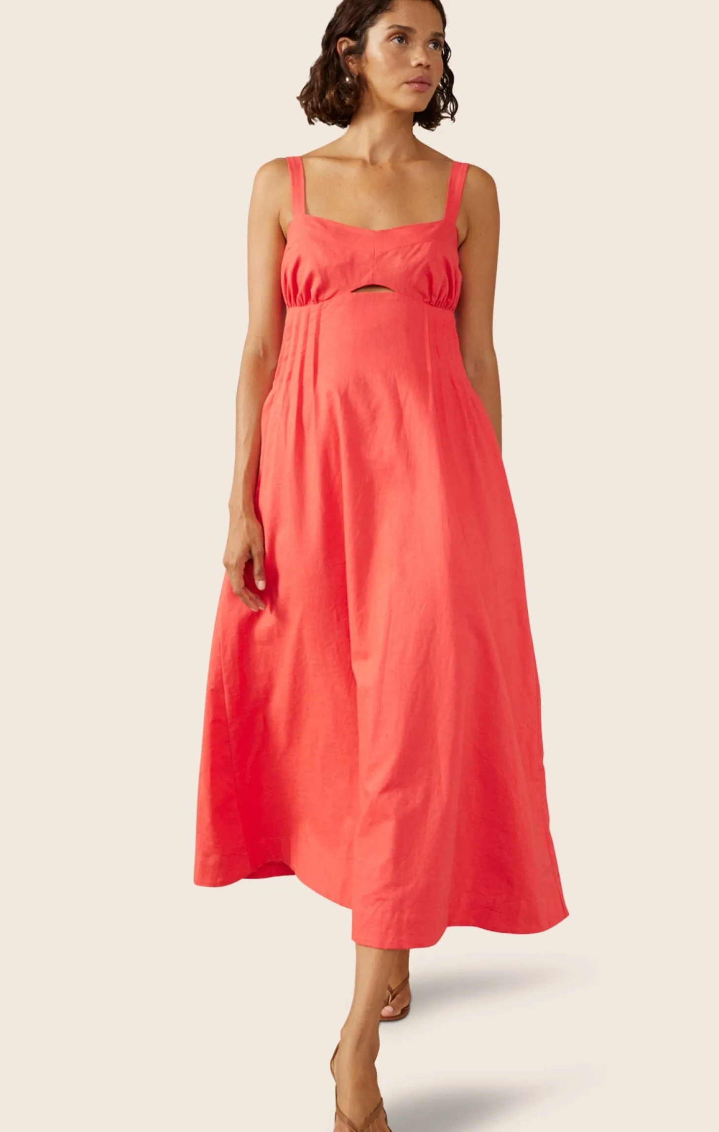 SUNLIGHT MIDI DRESS IN HIBISCUS PINK