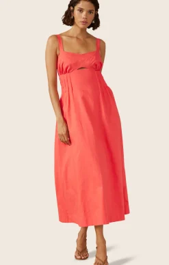 SUNLIGHT MIDI DRESS IN HIBISCUS PINK