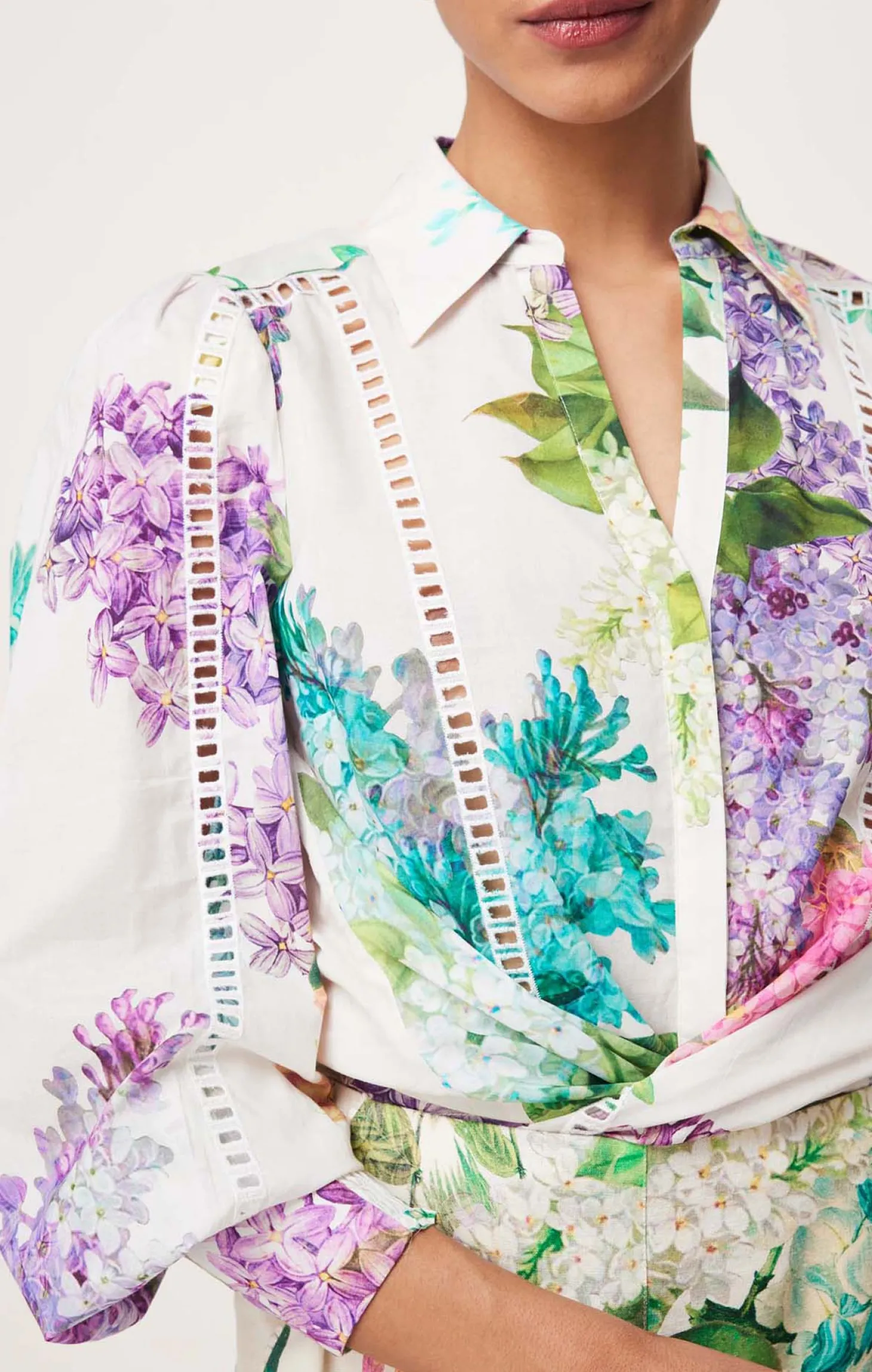 SWANSON EMBROIDERED COTTON VOILE SHIRT