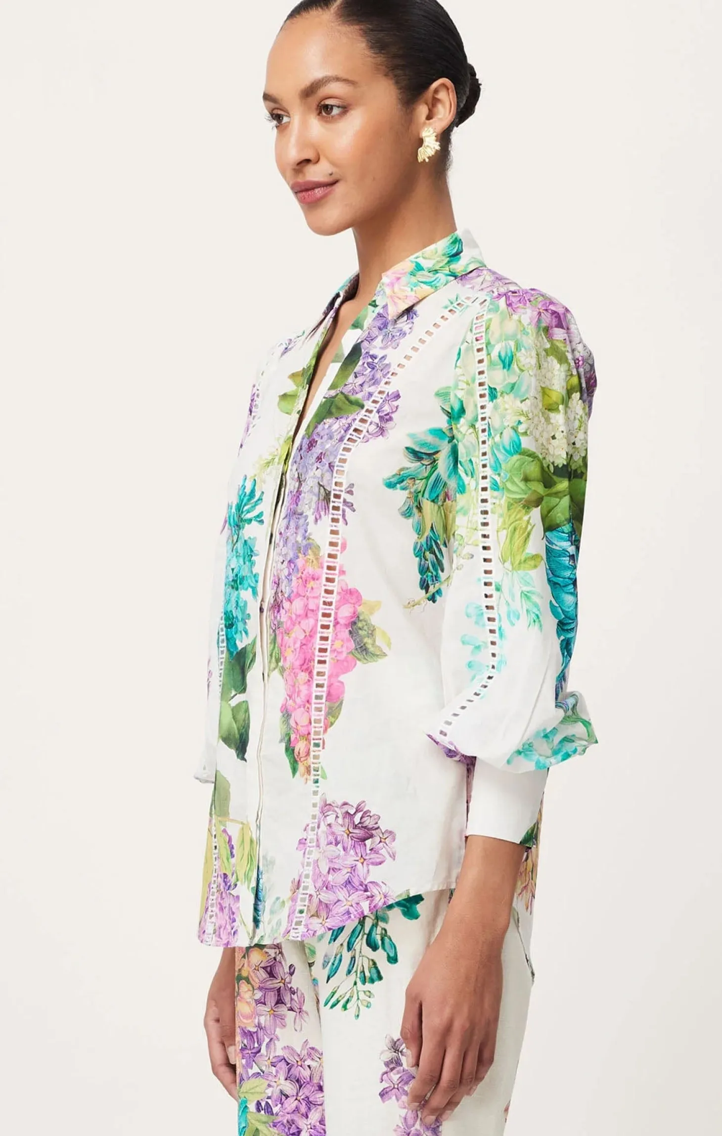 SWANSON EMBROIDERED COTTON VOILE SHIRT
