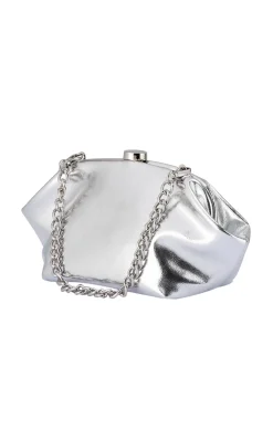 TALLY METALLIC CLUTCH IN SILVER