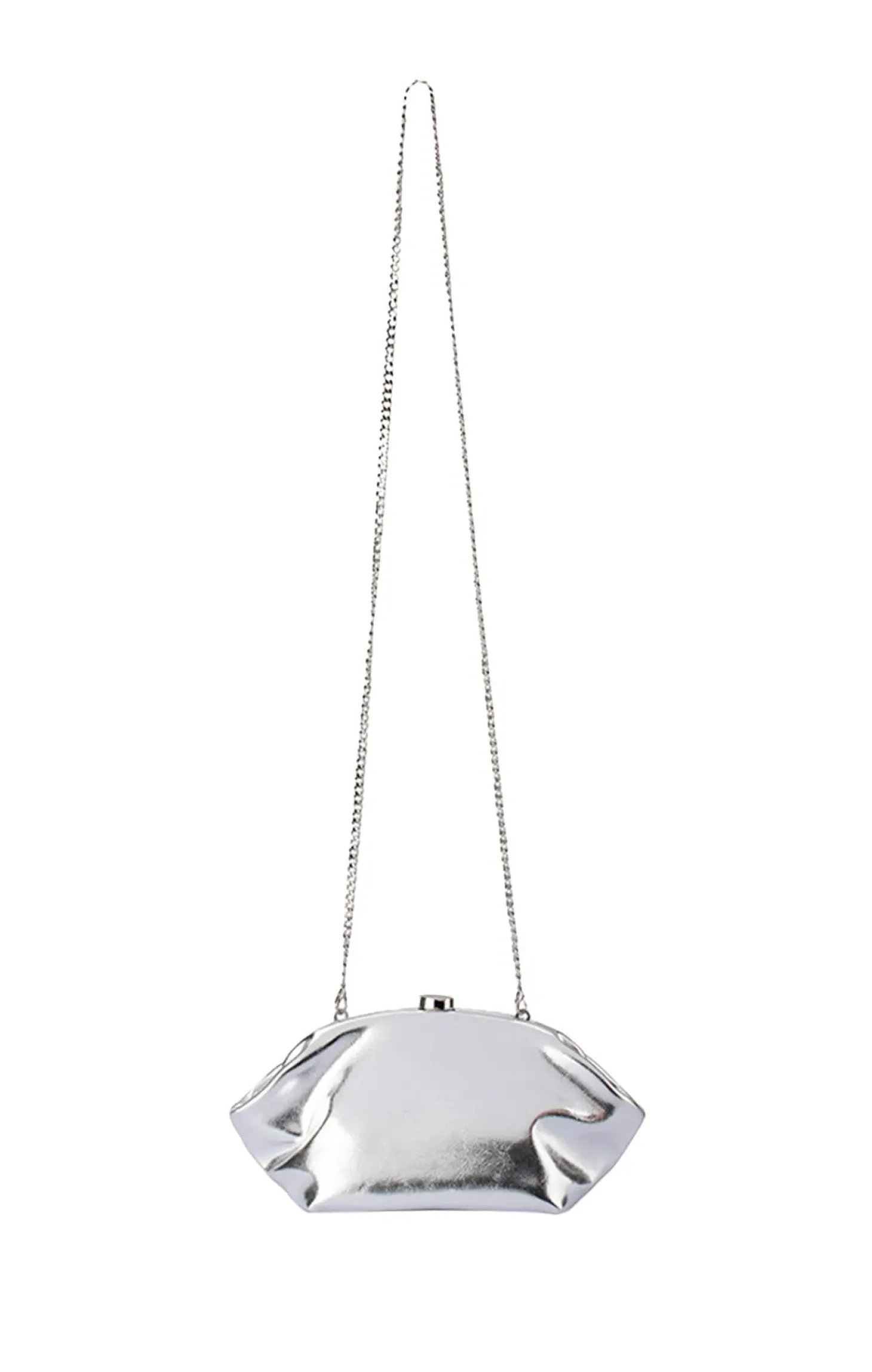 TALLY METALLIC CLUTCH IN SILVER