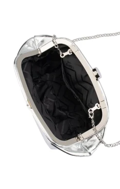 TALLY METALLIC CLUTCH IN SILVER
