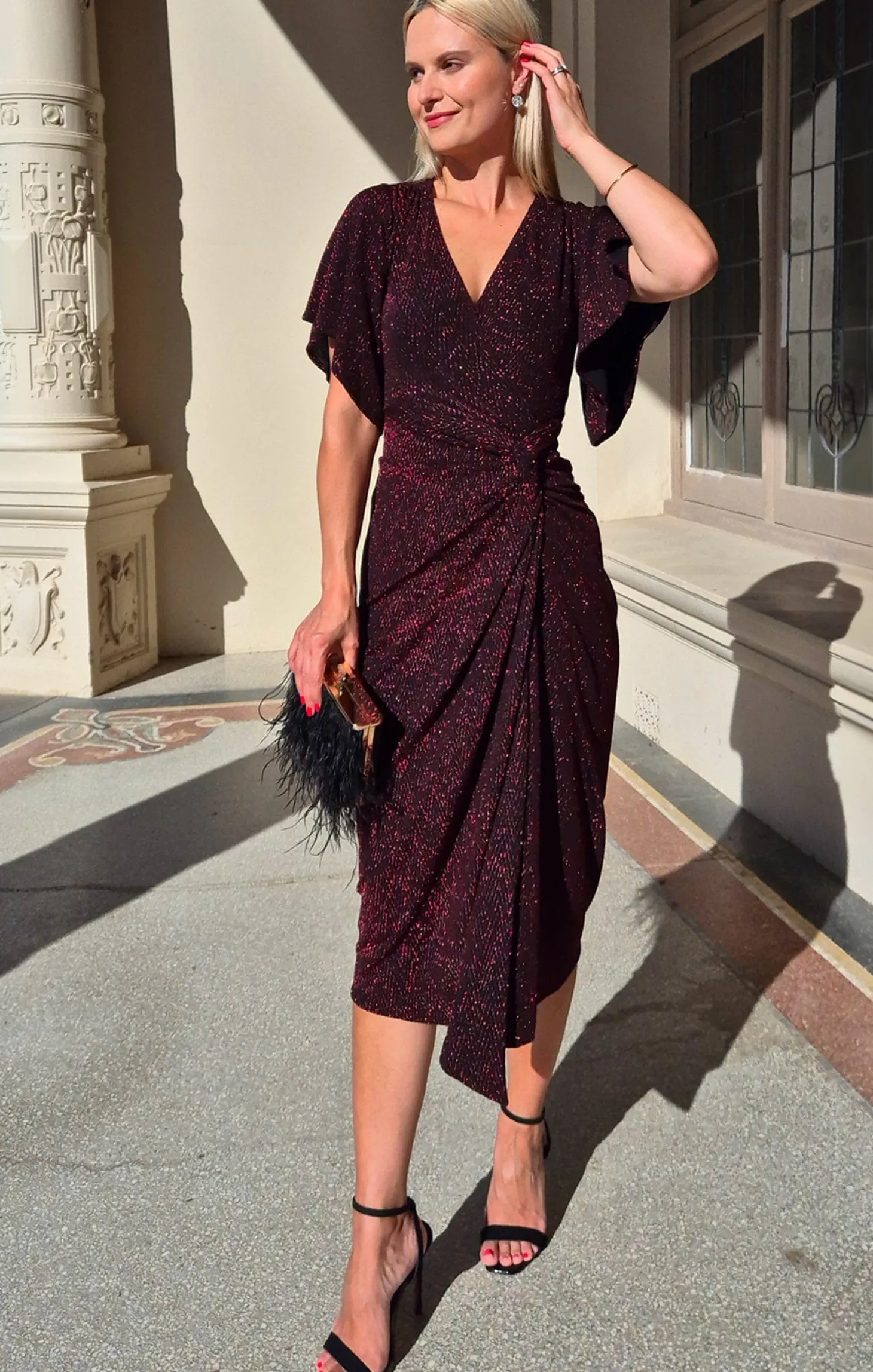 THE EMPORIUM DRESS IN RUBY